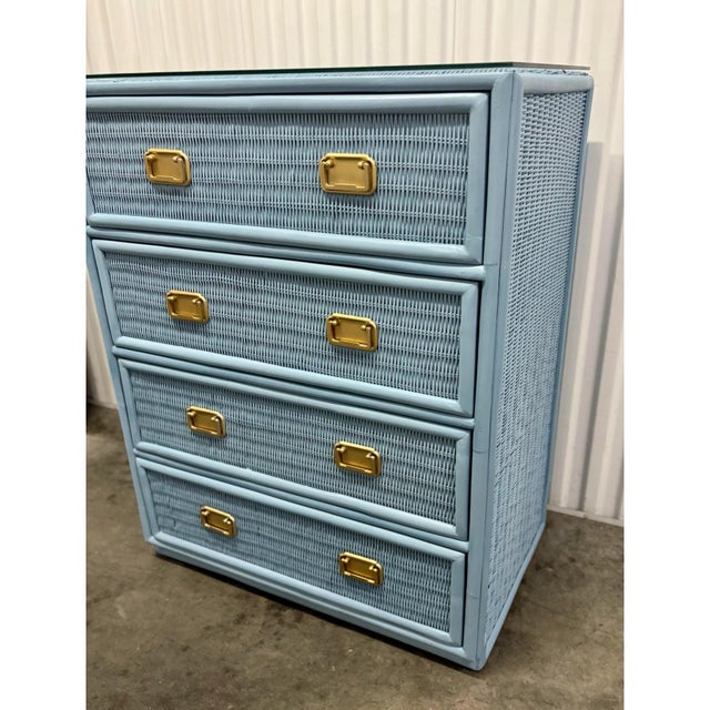 Coastal Chic Rattan Wicker Dresser & Nightstand Set For Sale - Image 10 of 12