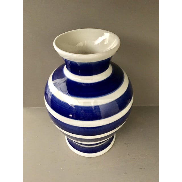 Blue & White Striped Vase Chairish