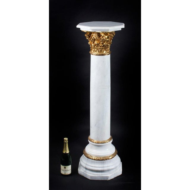 20th Century White Marble & Ormolu Mounted Pedestals, Set of 2 For Sale - Image 12 of 14