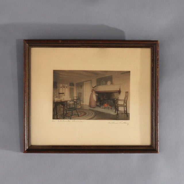 American Antique Wallace Nutting Print “An Elaborate Dinner” Signed C1900 For Sale - Image 3 of 7