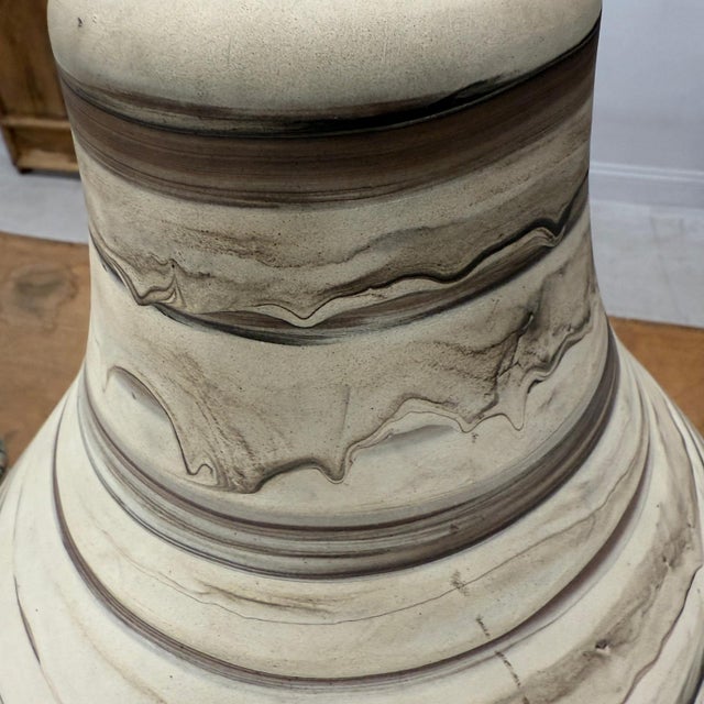 Ceramic Rounded Brown & Stone Cream Swirled Ceramic Lamp Base For Sale - Image 7 of 10