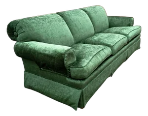 Vintage Skirted Rolled Arm and Rolled Back Velvet Sofa