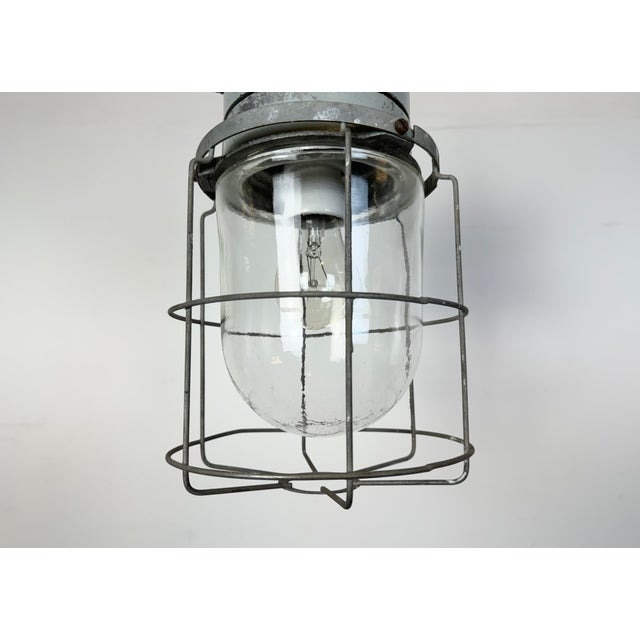 Industrial Aluminium Cage Light with Clear Glass from Elektrosvit, 1970s For Sale - Image 4 of 15