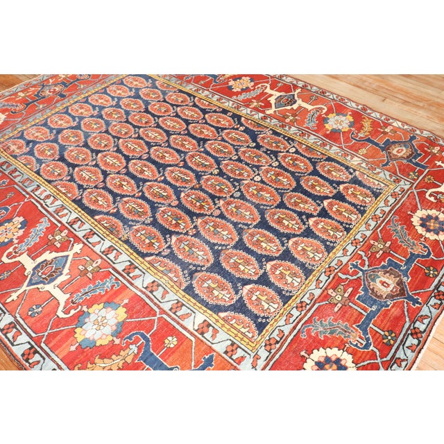 Late 19th Century Antique Zabihi Collection Persian Serapi Heriz Rug - 7'10" x 9'10" For Sale - Image 5 of 9