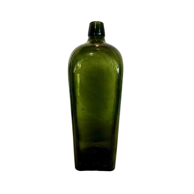 19th-Century Three-Piece Dark Green “Case Gin” Glass Bottle Collection For Sale - Image 4 of 9
