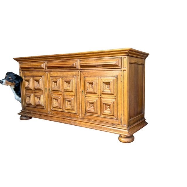 Vintage Spanish Brutalist Sideboard in Oak, 1960s For Sale - Image 10 of 11