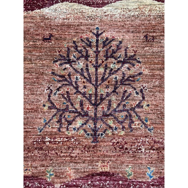 Terracotta Afghan Gabbeh Tree of Life Rug, 02'00 X 03'00 For Sale - Image 4 of 11