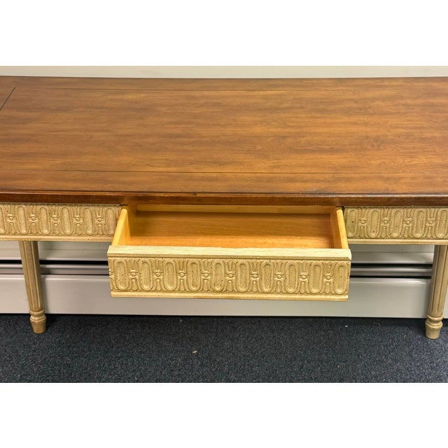 Cream French Louis XVI / Gustavian Inspired Painted Writing Desk For Sale - Image 8 of 11