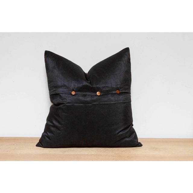 Midnight Black Festive Silk Euro Pillow Cover For Sale In Los Angeles - Image 6 of 7