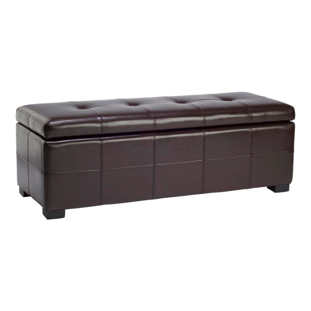 Tufted Storage Bench Large in Brown & Black For Sale