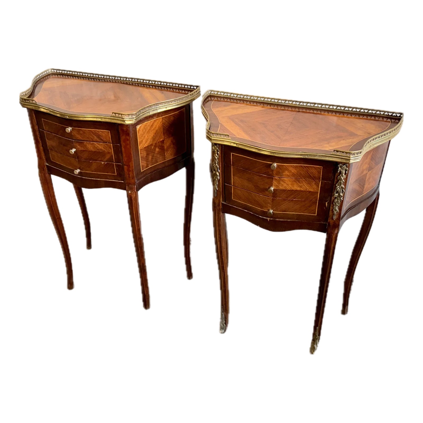 French Louis XV Inlaid Marquetry Night Stands - a Pair | Chairish