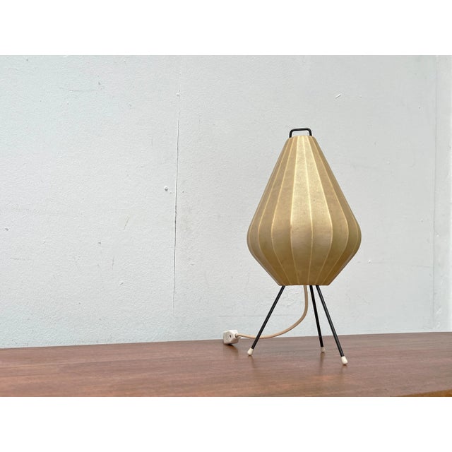 Mid-Century Modern German Minimalist Cocoon Tripod Table Lamp by Friedel Wauer for Goldkant Leuchten, 1960s For Sale - Image 11 of 18