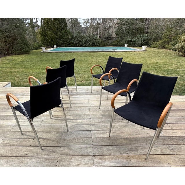 Set of 6 Mid Century Chrome and Wood Dining Chairs For Sale - Image 14 of 18