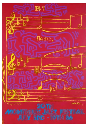 After Keith Haring, Montreux Jazz Festival, Original Screen Print on Cardboard, 1986