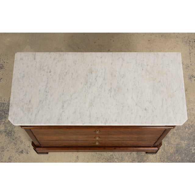 French 19th Century French Louis Philippe Burl Walnut Commode W/ Carrara Marble For Sale - Image 3 of 18