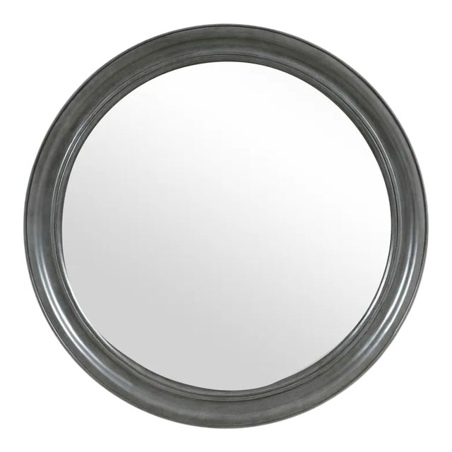 Round Molded Mirror in Charcoal For Sale