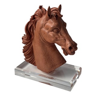 Sculpture of a Horse's Head in Resin and Acrylic after Miguel Senserrich, 1920s-1940s For Sale