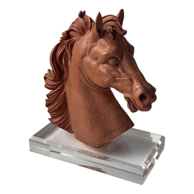 Sculpture of a Horse's Head in Resin and Acrylic after Miguel Senserrich, 1920s-1940s For Sale