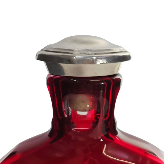 Early 20th Century Saint Louis Ruby Red Crystal Hunting Scene Flask — Stag & Geese Engraving 6.5" For Sale - Image 13 of 14