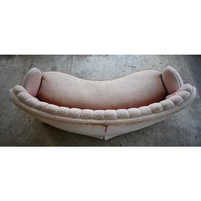 American 1940's Tufted Curved Sofa For Sale - Image 9 of 10