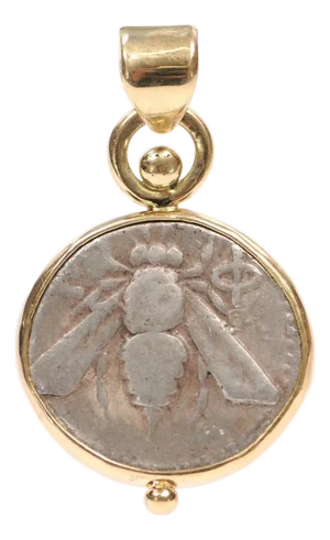 Bee & Stag Tetradrachm w/ 18K gold