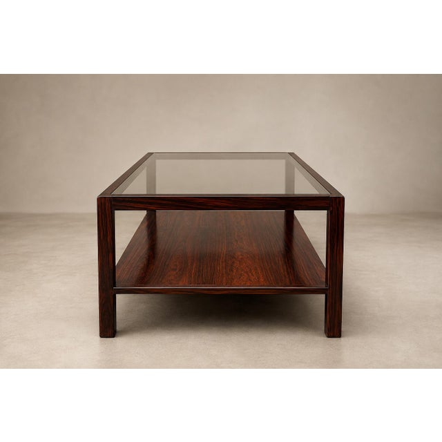 Brown Brazilian Modern Two-Tier Coffee Table in Rosewood and Glass by Celina Decorações, 1960s For Sale - Image 8 of 18