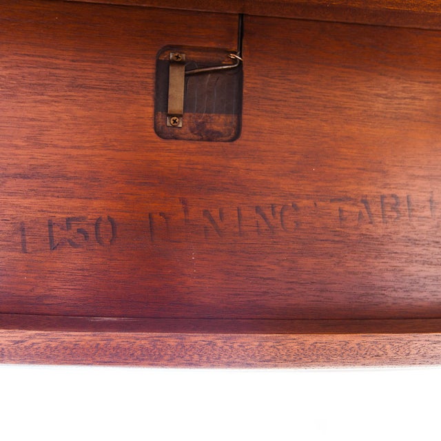 Restored 1950s Mahogany Dining Table With Two Leaves Attributed to Brown Saltman For Sale - Image 11 of 15
