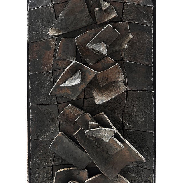 Chili Emerman Brutalist Ceramic Abstract Wall Sculpture Offered for sale is a large abstract ceramic wall sculpture...
