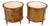 Pair Round Drum Barrel Shape Travertine Top Two Doors End Side Tables Stand Mint For Sale