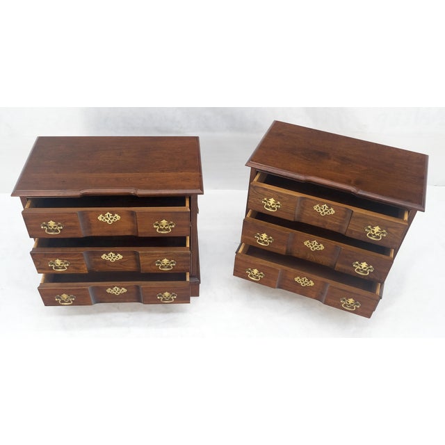 Pair of Solid Cherry 3 Drawers Block Front Nightstands End Tables Stands MIINT For Sale - Image 13 of 18