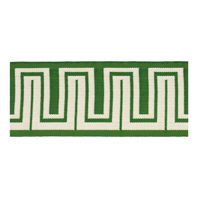 Sample - Schumacher Zeus Indoor/Outdoor Tape, Green For Sale