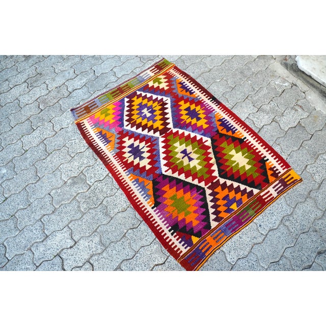1960s Turkish Handmade Kilim Rug For Sale - Image 4 of 11