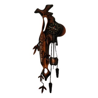 Large Sculptural Wall Clock, 1970s For Sale