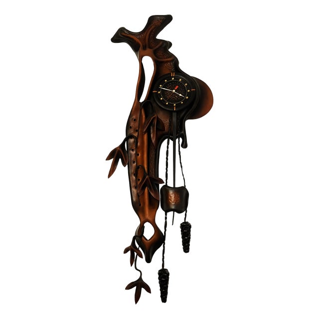 Large Sculptural Wall Clock, 1970s For Sale