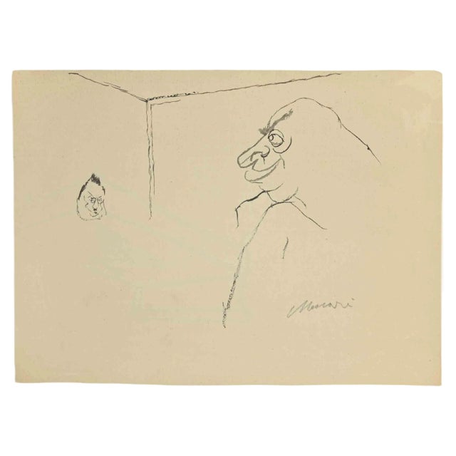 Mino Maccari, The Boss, Drawing in Ink, 1945 For Sale