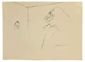 Mino Maccari, The Boss, Drawing in Ink, 1945