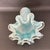 Mid-Century Modern Vintage Murano Style Ruffle Rim Light Aqua & White Swirl Glass Handkerchief Vase For Sale - Image 3 of 7