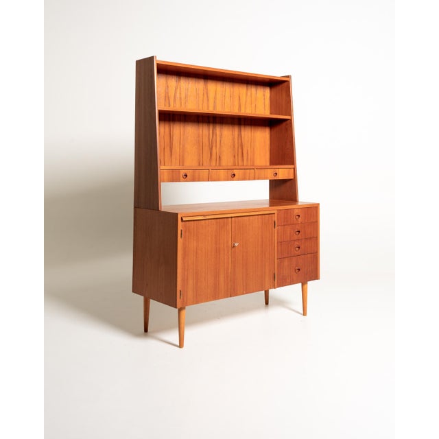 Swedish Teak Bookcase with Desk, 1960s For Sale - Image 3 of 11