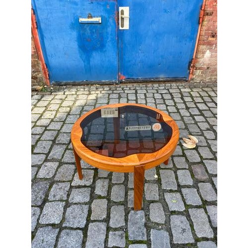 Teak and Smoked Glass Coffee Table For Sale - Image 4 of 11