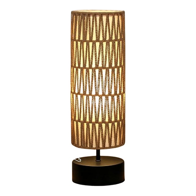 Rattan Table Lamp Touch Dimmable Bedside Light For Sale