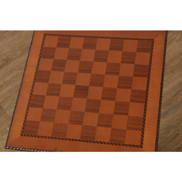 Wood Late 20th Century Neoclassical Style Carved Gilt Pedestal Base Chess Game Table For Sale - Image 7 of 13