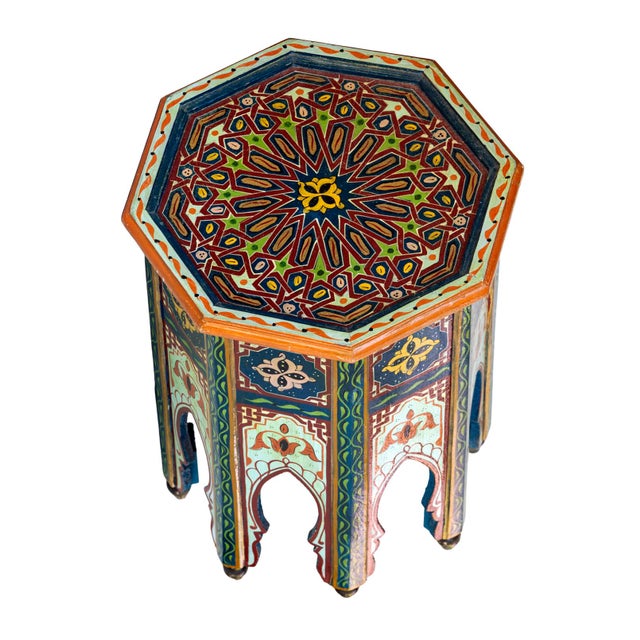 Pair Of Vintage Hand Painted Moroccan Side Tables For Sale - Image 11 of 14