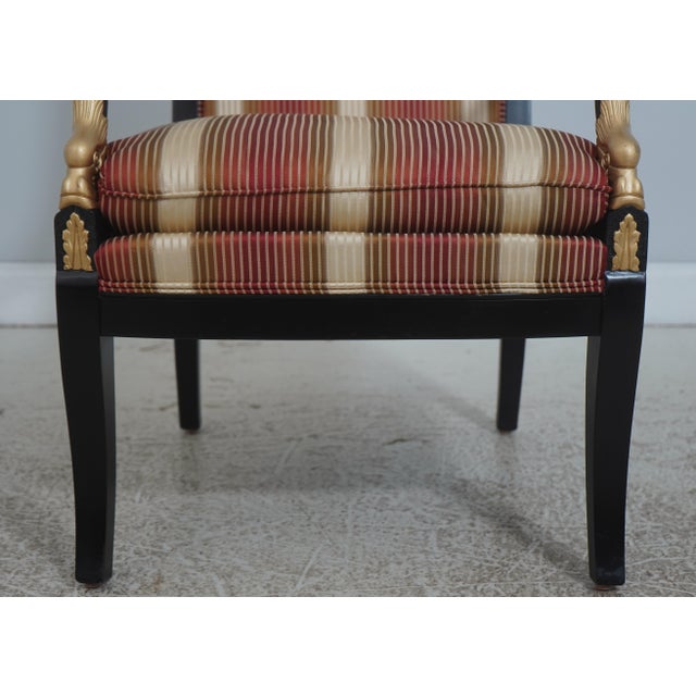 Black Pair Neoclassical Dolphin Carved Arm Black Chairs For Sale - Image 8 of 18