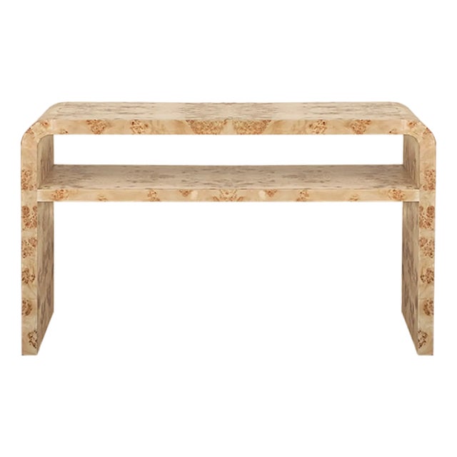 Matthew Izzo Home Marshall Burlwood Waterfall Edge Console Tables For Sale