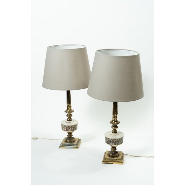 1950s Vintage Table Lamps in Copper and Porcelain, 1950s, Set of 2 For Sale - Image 5 of 5