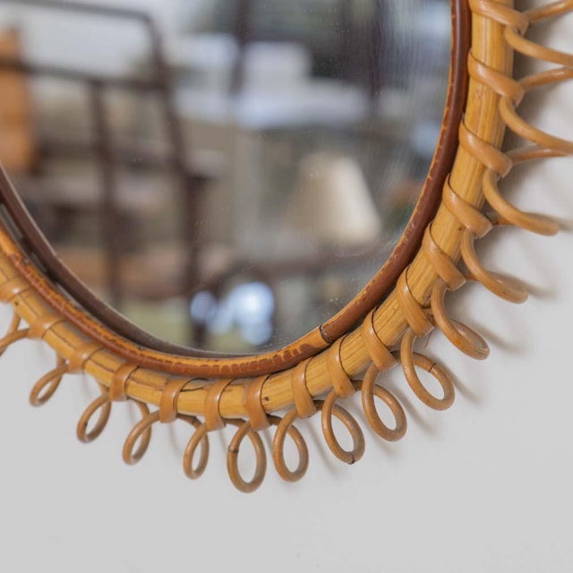1960s Italian Spiral Rattan Mirror For Sale - Image 4 of 9