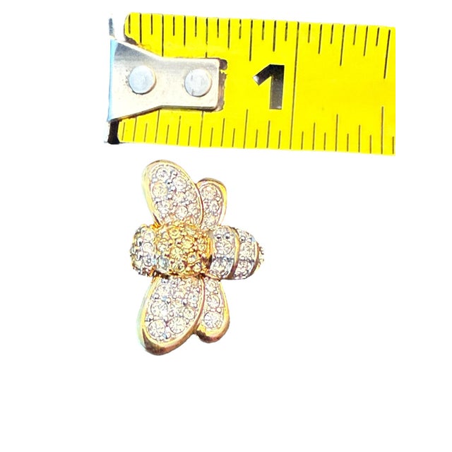 Late 20th Century Swarovski Bumblebee Brooch Signed Gold Rhinestone For Sale - Image 5 of 11