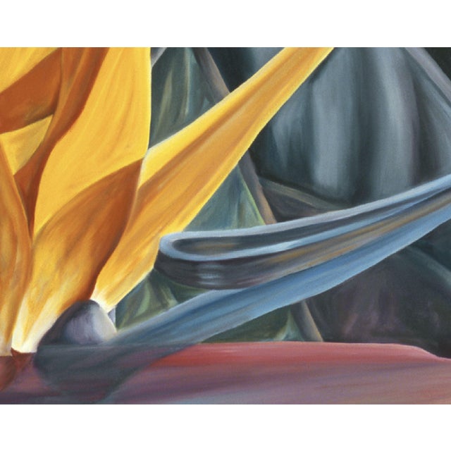 Tangerine 2000s "Bird of Paradise" Large Gallery Wrapped Oil Painting by Judith Moore For Sale - Image 8 of 10