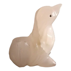 1980s Solid Onyx Seal Figurine Taper Candle Holder