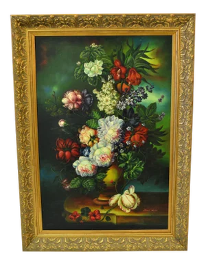 Gilt Framed Oil Painting Floral Bouquet Still Life Signed James Moran